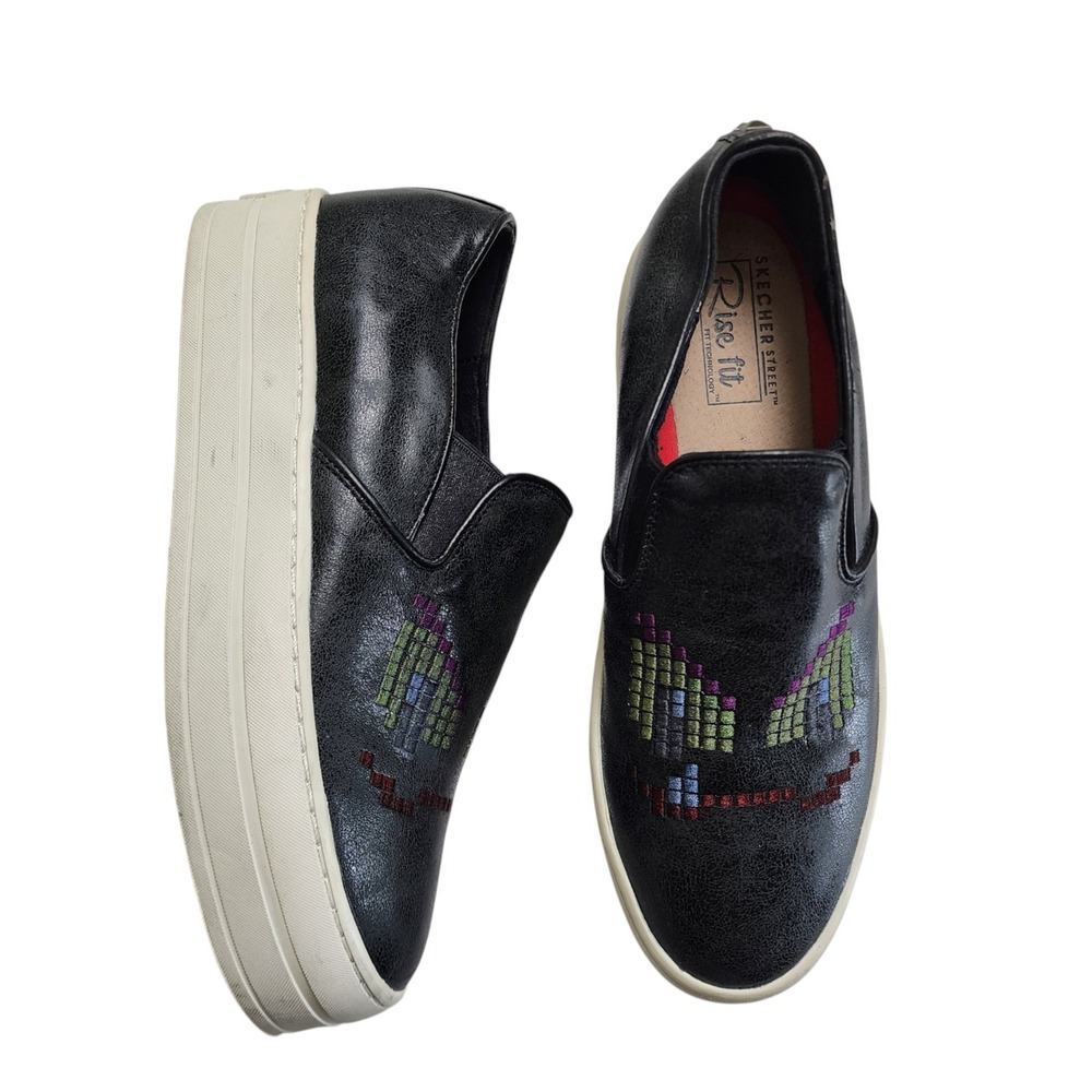 Skechers Street Womens GRIMACE Rise Fit Black Platform Slip-On Sneakers Size 6